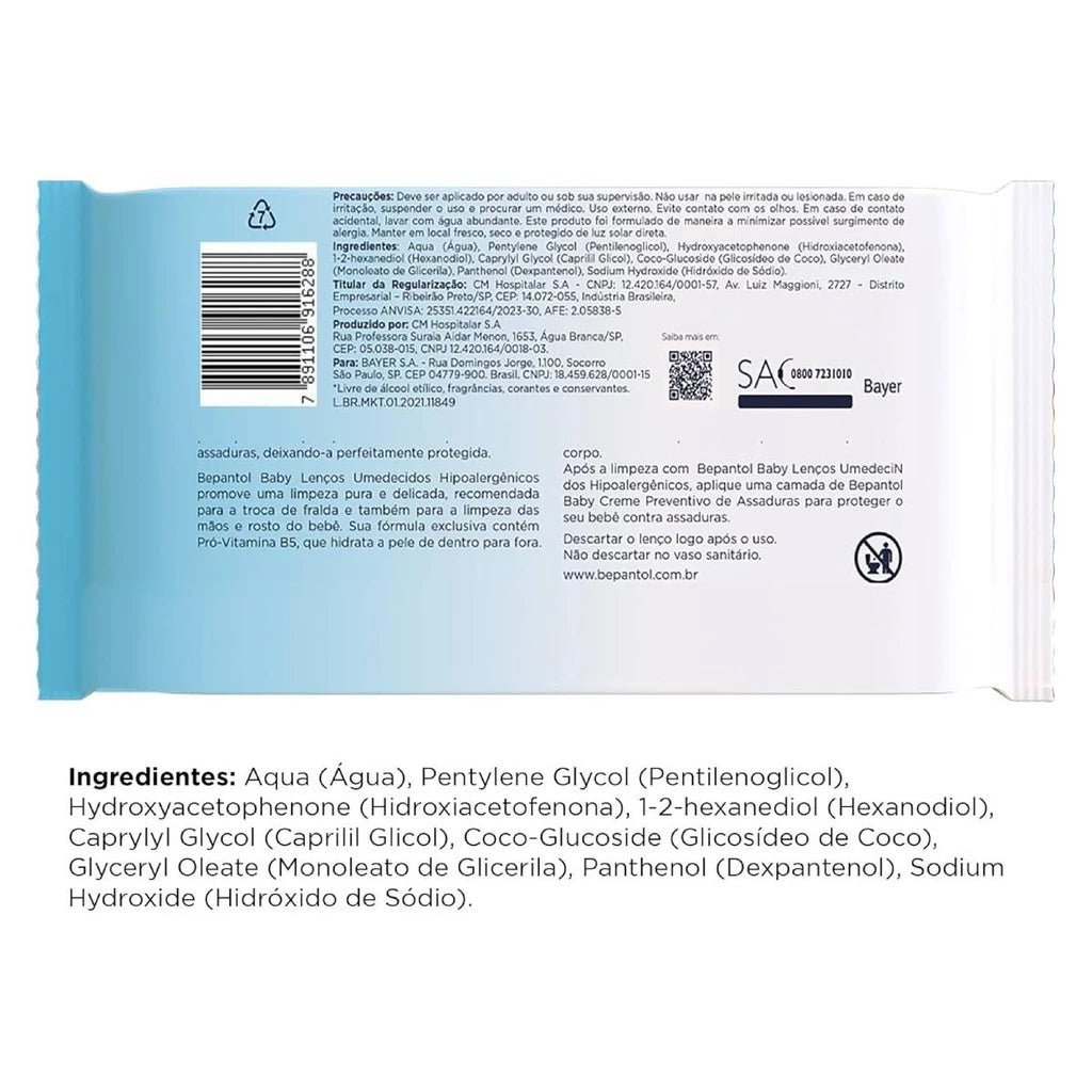 Toalhas Lenços Umedecidos Biodegradáveis com 96un - Bepantol - Imagem 2