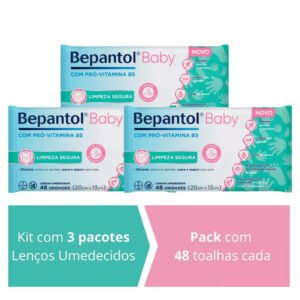 Kit 3 Lenços Umedecidos Proteção Antibac 48un cada Bepantol
